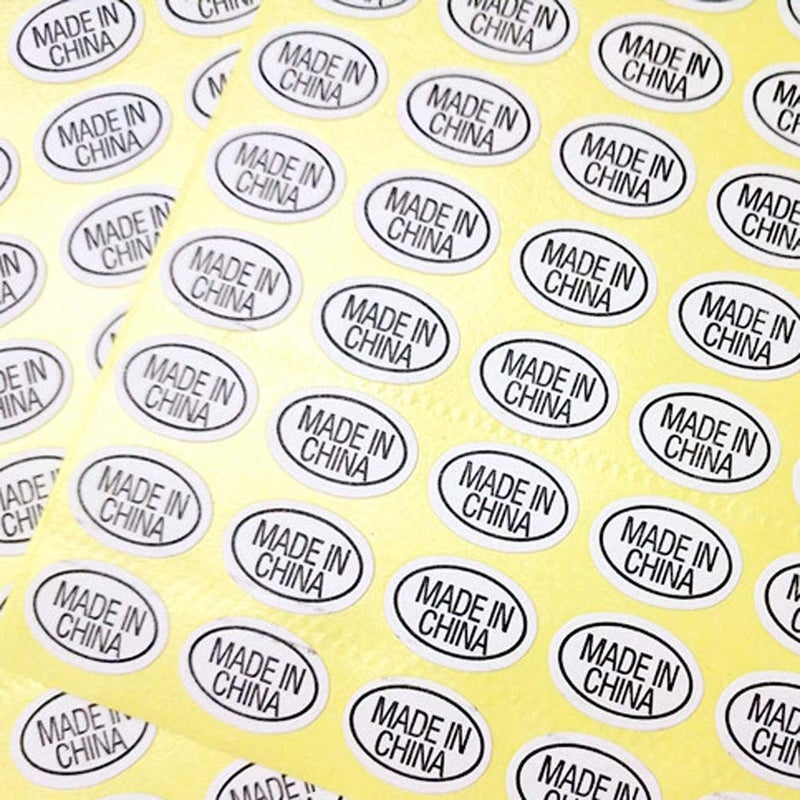 lasenersm 1200 Pieces (8 Sheetsï¼‰13mm x 9mm Oval "Made in China" Stickers Easy Peel Pre-Separated Self Adhesive Labels Show Country of Origin on China Imported Products, White Background Black Word - Image 2